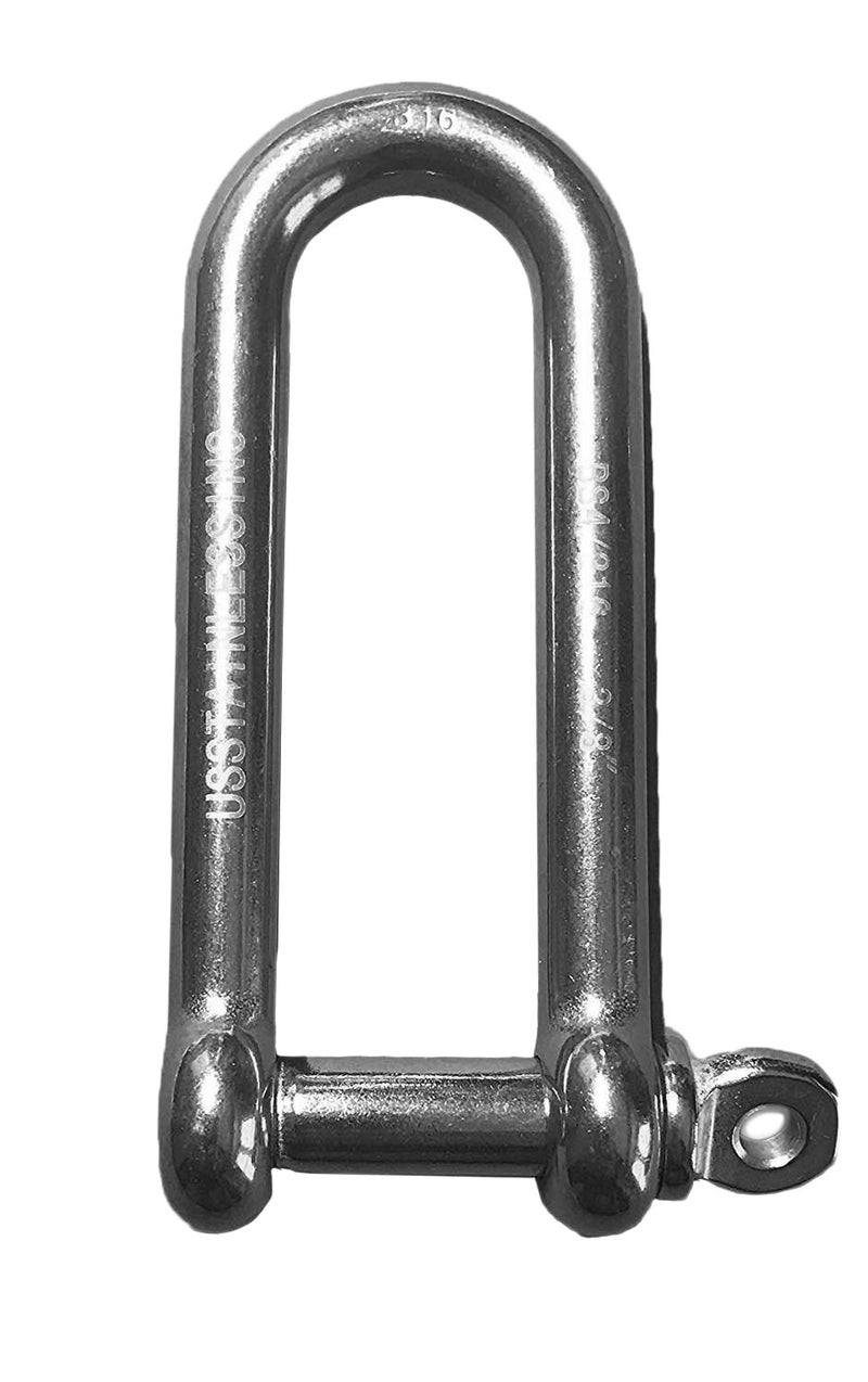 US STAINLESS Stainless Steel 316 Long D Shackle 3/8" (10mm) Marine Grade - Image 1